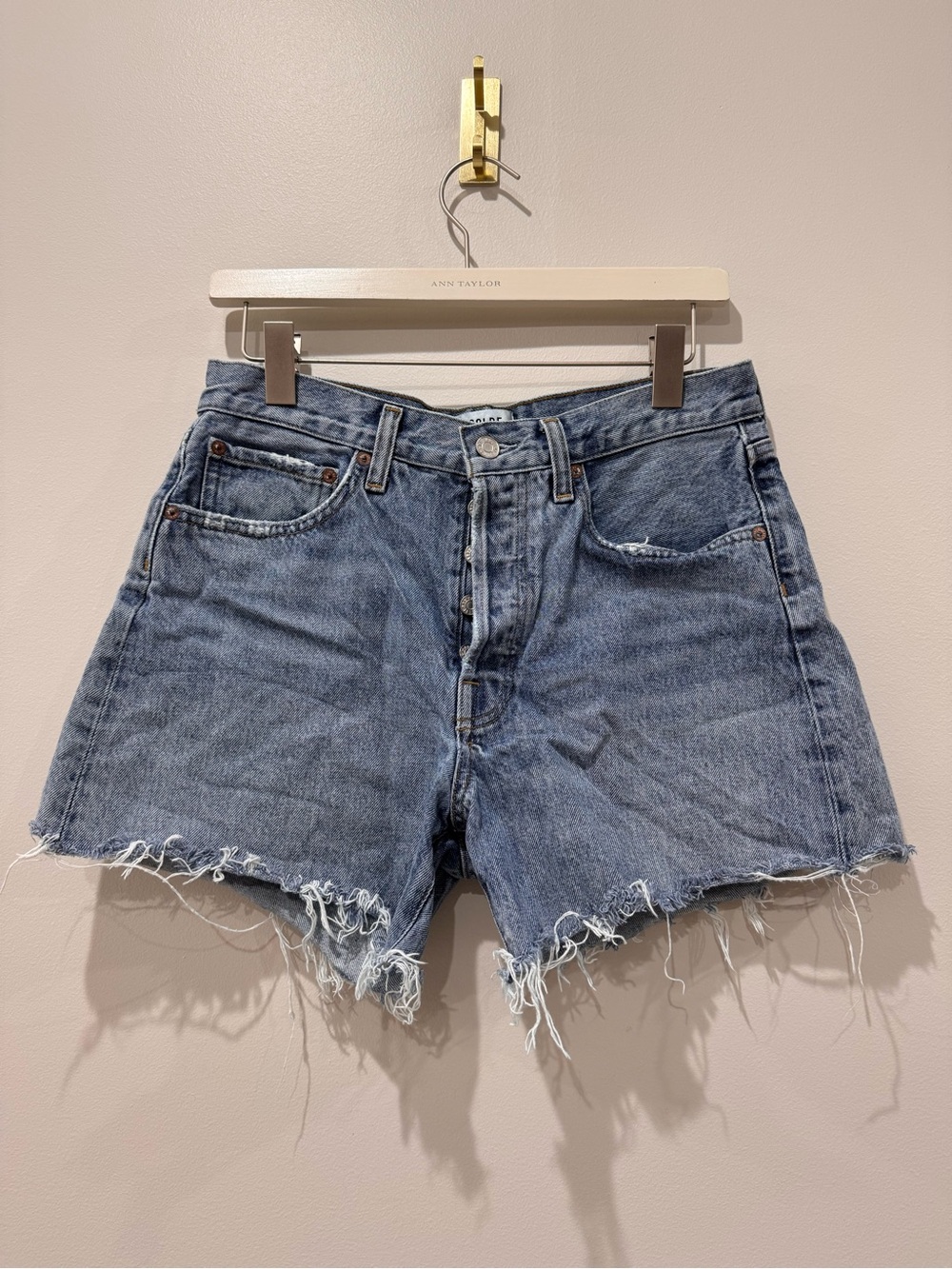 Agolde Sz 27 Parker Long Denim Shorts 4in Inseam